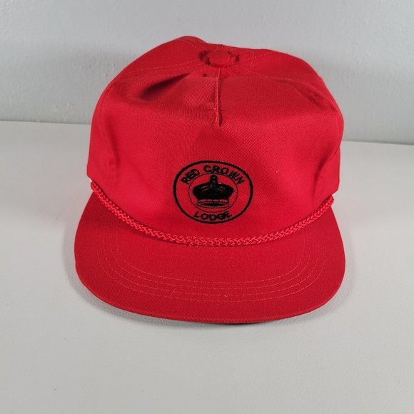 Vintage Truckers Hat Red Crown Lodge Rope Style Players Collection Strapback - Picture 1 of 7